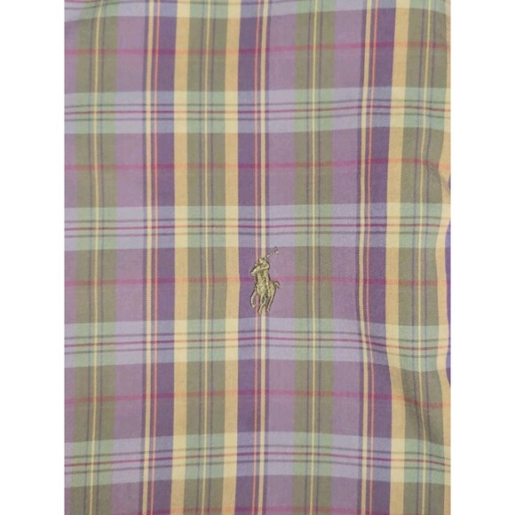 Ralph Lauren Plaid Classic Fit Button Down Shirt Men’s Medium Purple Green Prepp - Picture 5 of 7